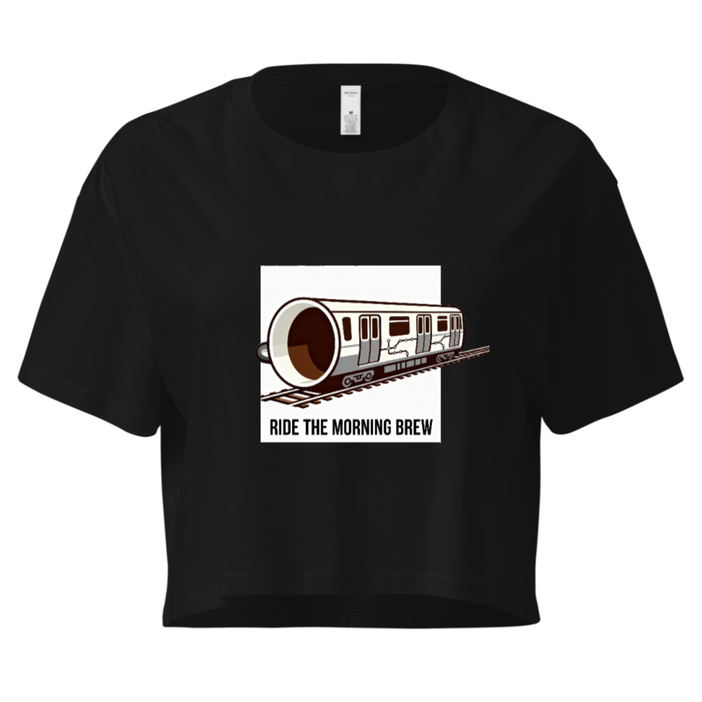 Women's Crop Top - Ride the Morning Brew Coffee Train Design