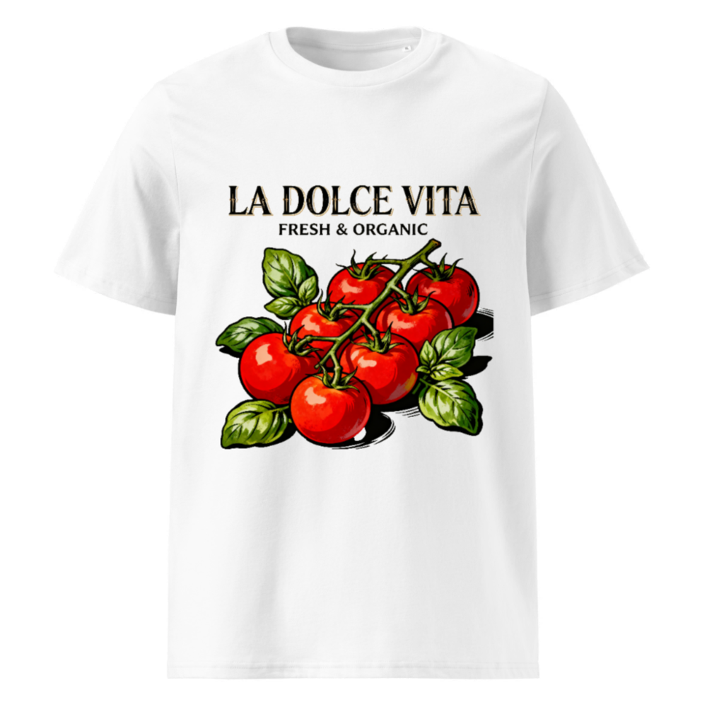 LA DOLCE VITA Organic Cotton T-Shirt | Fresh & Organic Tomato Design