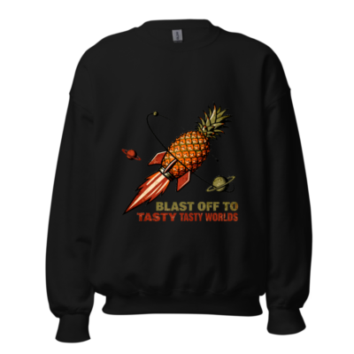 Pineapple Rocket Sweatshirt - Blast Off to Tasty Tasty Worlds Unisex Crew Neck