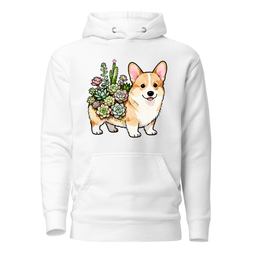Corgi with Succulents Unisex Hoodie - Premium Pullover, Comfortable & Stylish