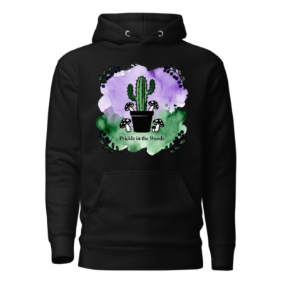Unisex Premium Pullover Hoodie - Cactus & Mushrooms Watercolor Design | Prickle in the Woods
