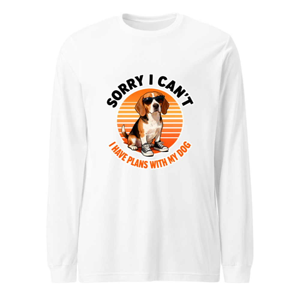 Sorry I Can't I Have Plans With My Dog Beagle Long Sleeve Tee - Unisex Vintage Style