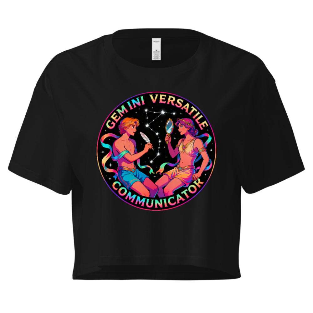 Gemini Versatile Communicator Women's Crop Top - Rainbow Astrology Design