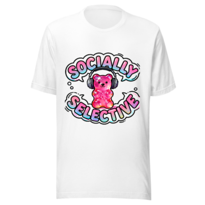 Socially Selective Gummy Bear T-Shirt | Unisex Staple Tee with Headphones Design