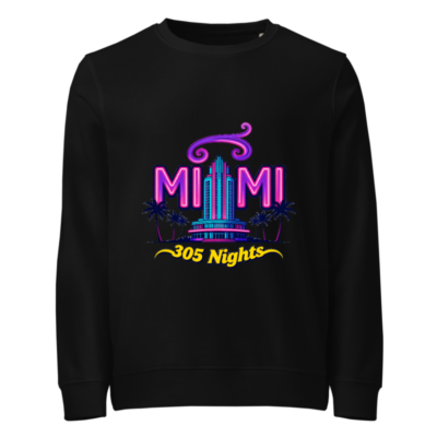 Miami 305 Nights Unisex Organic Sweatshirt | Neon Art & Palm Trees