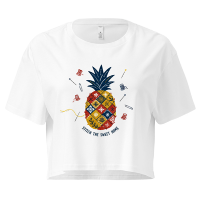 Women's Crop Top - Pineapple Patchwork Design, 'Stitch the Sweet Home' Sewing Theme