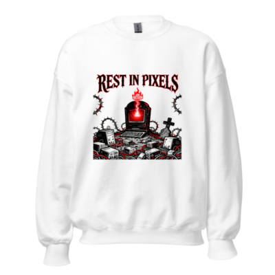 Rest in Pixels Unisex Crew Neck Sweatshirt | Gothic Tech Grunge Design