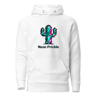 Neon Prickle Unisex Premium Pullover Hoodie - Pixel Cactus Design