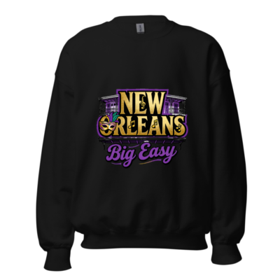 New Orleans Big Easy Unisex Crew Neck Sweatshirt - Gold & Purple Mardi Gras Design