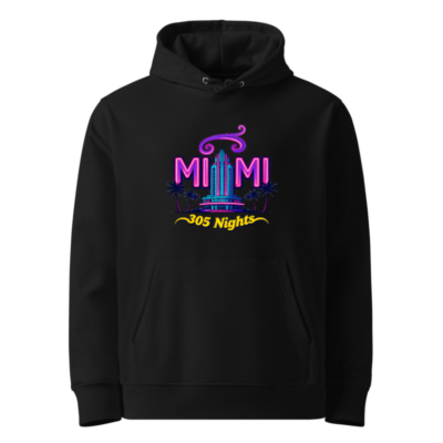 Miami 305 Nights Unisex Eco Hoodie - Neon Art & Palm Trees