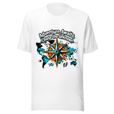 Unisex Staple T-Shirt | Adventure Awaits, Chase the Unknown Compass Design