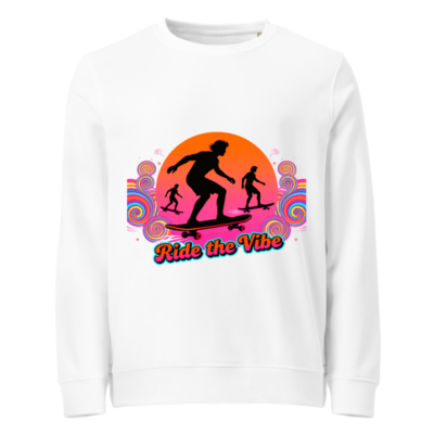 Unisex Organic Sweatshirt | Ride the Vibe Skateboard Design