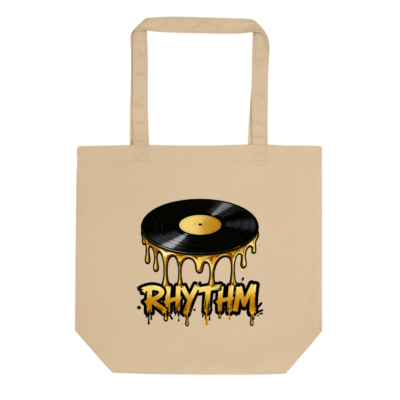 Eco Oyster Tote Bag | Vinyl Record Rhythm Design - Sustainable Canvas Tote
