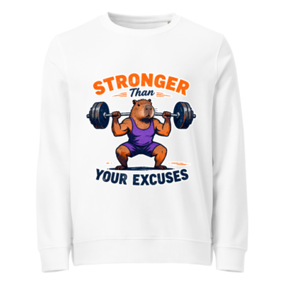 Stronger Than Your Excuses Capybara Gym Sweatshirt | Unisex Organic Cotton