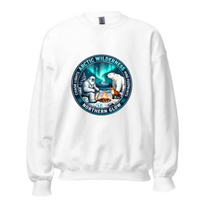 Arctic Wilderness Northern Glow Unisex Crew Neck Sweatshirt | Chase Lights & Mind Footprints