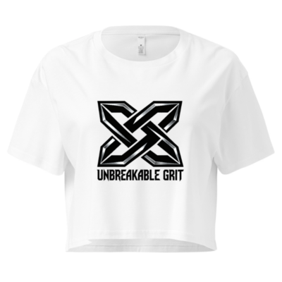 Women's Crop Top - Unbreakable Grit X Logo, Short Sleeve, White