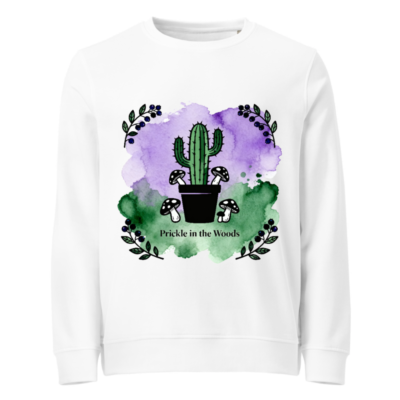 Unisex Organic Sweatshirt | Prickle in the Woods Cactus & Mushrooms Design