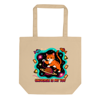 Eco Oyster Tote Bag | Orange Cat Universe Toy Design, Sustainable Canvas Tote