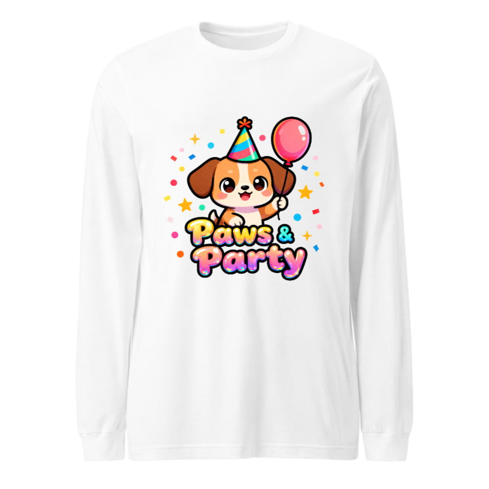 Paws & Party Dog Birthday Long Sleeve Tee - Unisex, Colorful Pet Fun