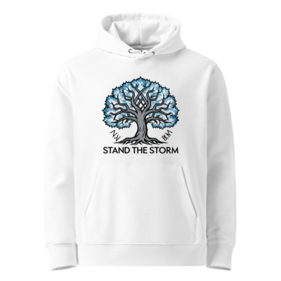 Unisex Eco Hoodie - Stand the Storm Tree Design, Sustainable Cotton Blend