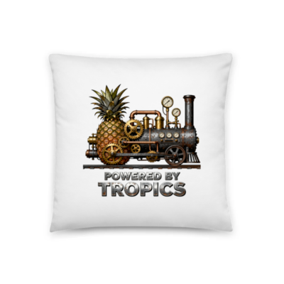 Steampunk Pineapple Train Pillow | Powered by Tropics | 18" x 18" Basic Pillow
