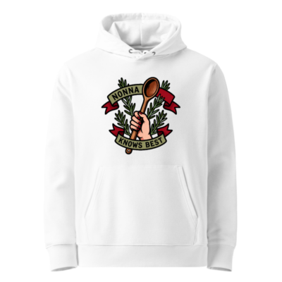 Nonna Knows Best Unisex Eco Hoodie - Wooden Spoon & Rosemary Design