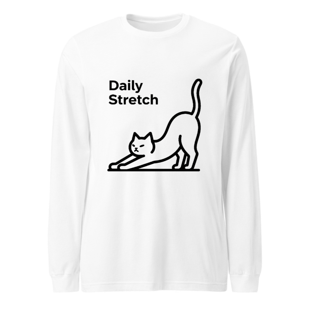 Daily Stretch Cat Long Sleeve Tee - Unisex, Soft Comfort Fit