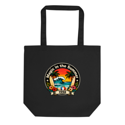Eco Black Tote Bag | Magic in the Summer 1998 Surf Design
