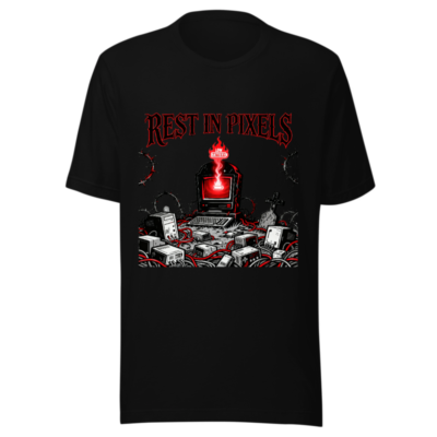 Rest in Pixels Unisex Staple T-Shirt | Gothic Tech Graveyard Design