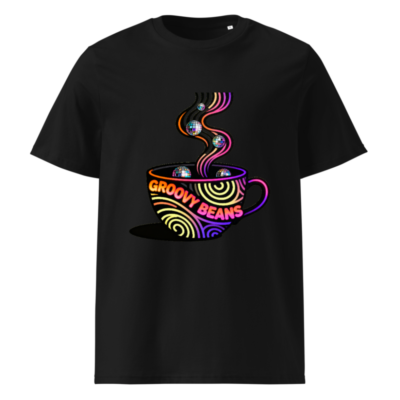 Unisex Organic Cotton T-Shirt | Groovy Beans Disco Coffee Cup Design