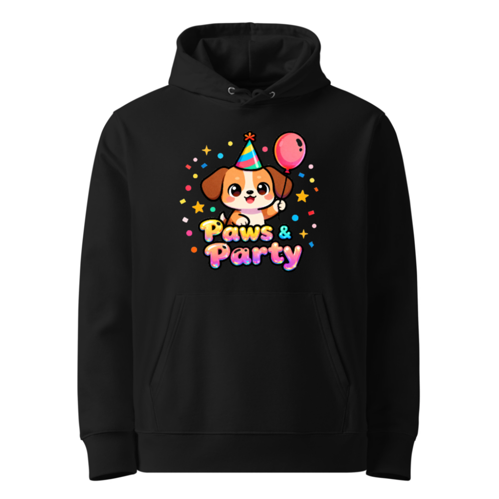 Unisex Eco Hoodie | Paws & Party Dog Birthday Design - Sustainable, Comfortable, Gender-Neutral