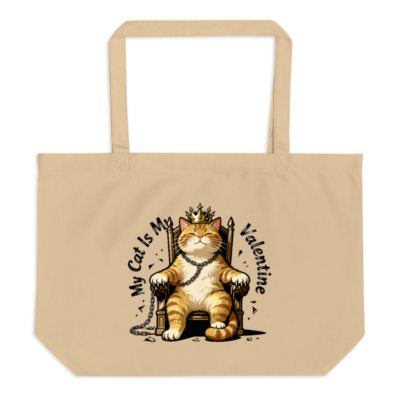 My Cat Is My Valentine Organic Tote Bag | Large Eco-Friendly Canvas Bag