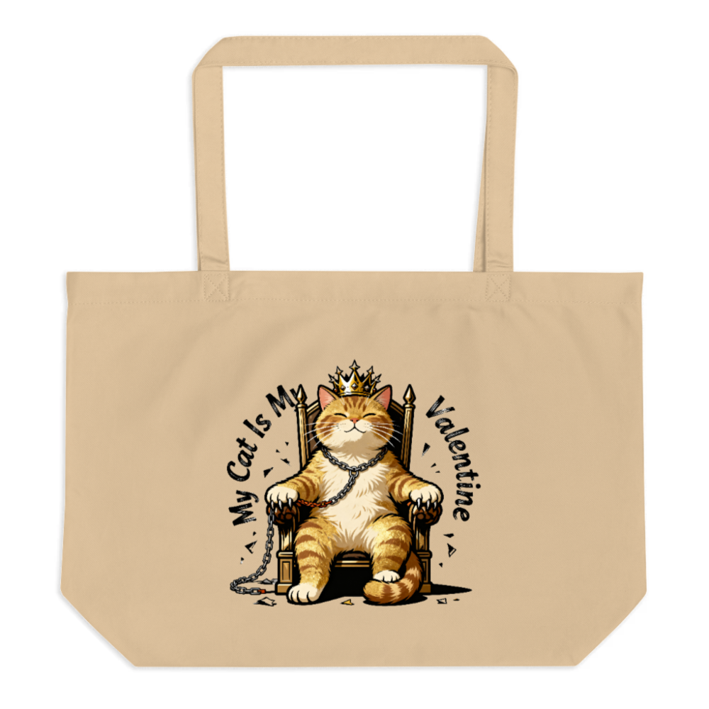My Cat Is My Valentine Organic Tote Bag | Large Eco-Friendly Canvas Bag