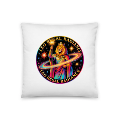 Leo Regal Radiance Basic Pillow 18"x18" - Cosmic Lion King Design