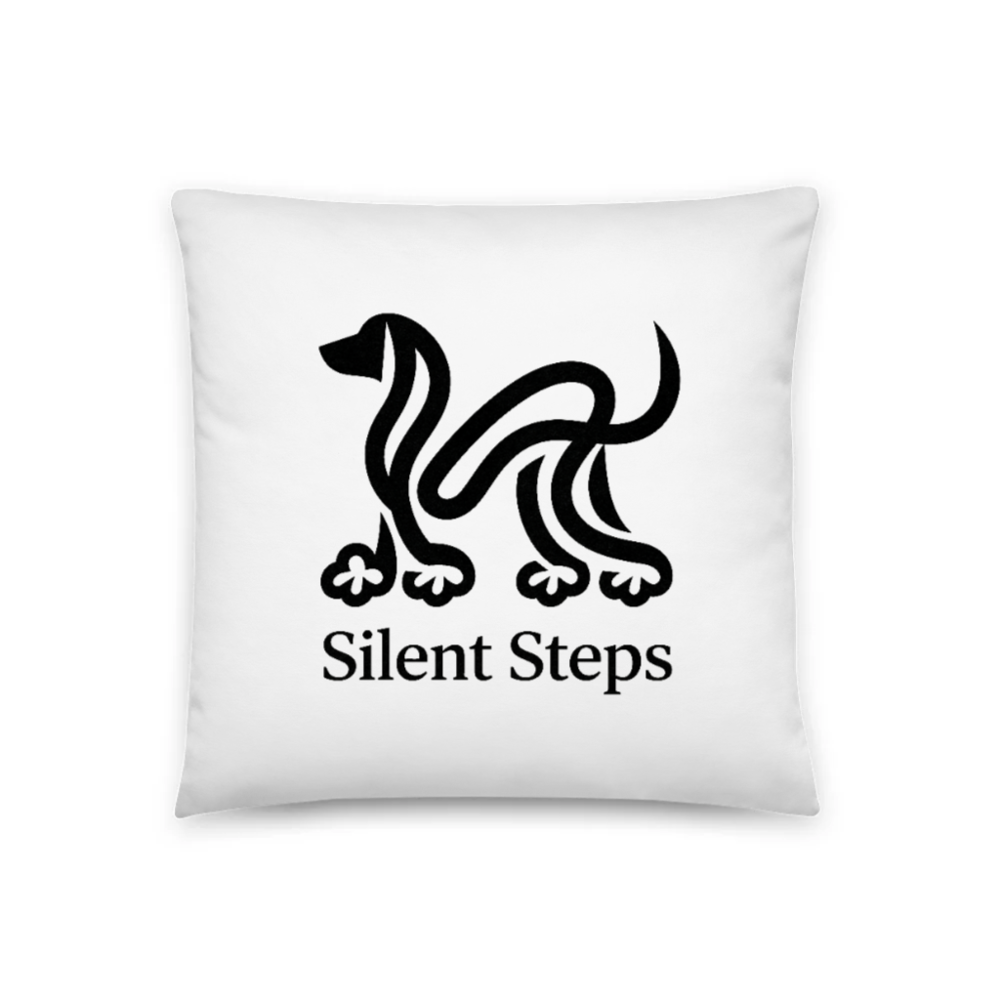 Silent Steps Basic Pillow 18"x18" - Minimalist Dog Art, Soft Cotton Blend