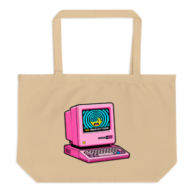 Pink Retro Computer Tote Bag | Organic Cotton Large Tote
