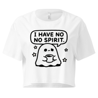 Women's Crop Top - Ghost Saying 'I Have No Spirit' Coffee Mug Design