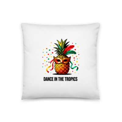 Dance in the Tropics Pineapple Mask Pillow 18"x18" - Festive Tropical Decor