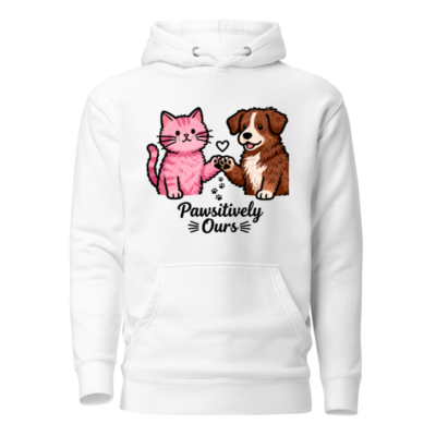 Unisex Premium Pullover Hoodie - Pawssitively Ours Cat & Dog Design