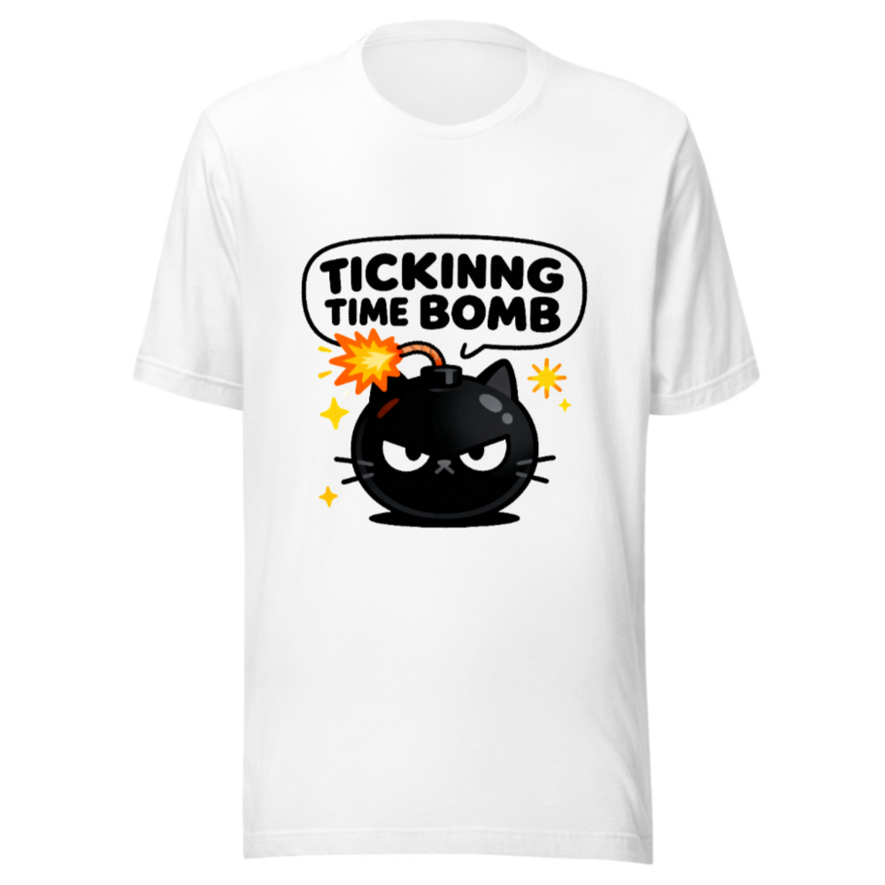 Unisex Ticking Time Bomb Cat T-Shirt - Black Bomb Cat Graphic