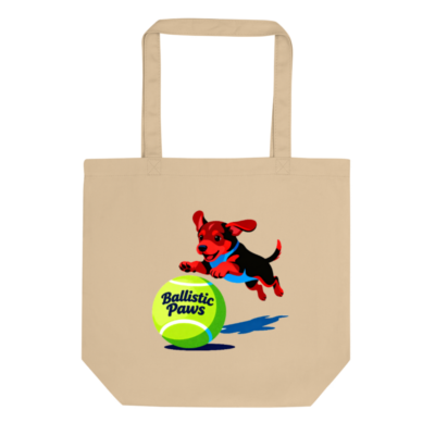 Eco Oyster Tote Bag | Ballistic Paws Dog Design | Sustainable Canvas Tote