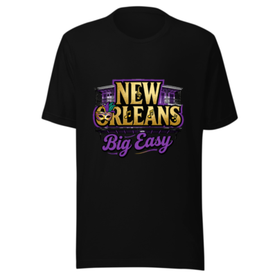 New Orleans Big Easy Unisex T-Shirt - Purple Gold Mardi Gras Design