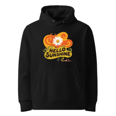 Unisex Eco Hoodie - Hello Sunshine Flower Design, Soft Organic Cotton