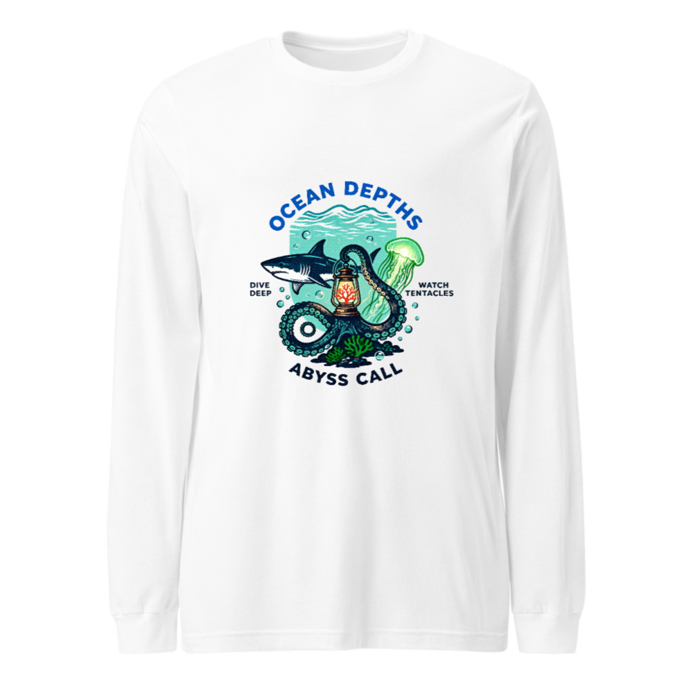 Ocean Depths Abyss Call Unisex Long Sleeve Tee - Dive Deep, Watch Tentacles