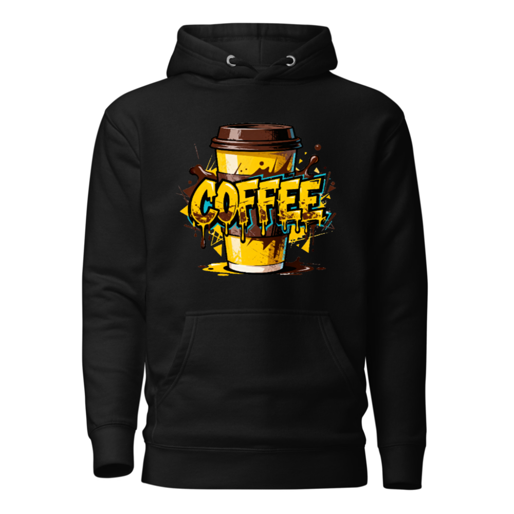 Unisex Premium Pullover Hoodie - Coffee Art Graphic Sweatshirt