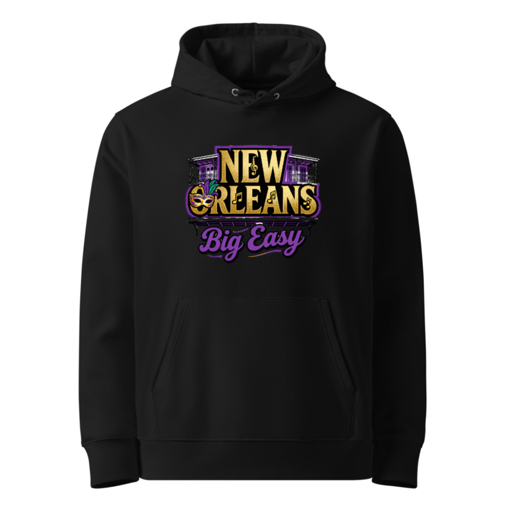 New Orleans Big Easy Unisex Eco Hoodie - Black Essential Sweatshirt