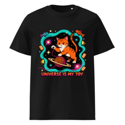 Unisex Organic Cotton T-Shirt | Universe Is My Toy Cat Design - Eco-Friendly & Comfortable