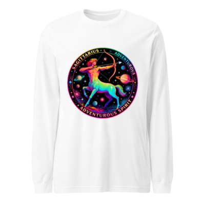 Rainbow Sagittarius Astrology Long Sleeve Tee - Adventurous Spirit Unisex