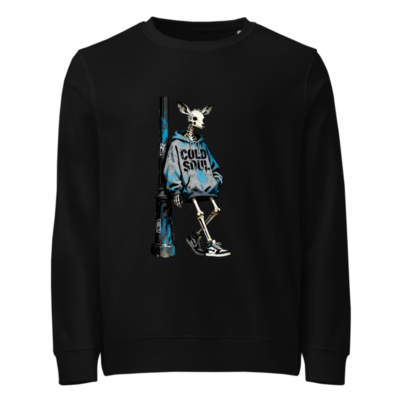 Unisex Organic Sweatshirt | Cold Soul Skeletal Deer Graphic - Eco-Friendly & Comfortable