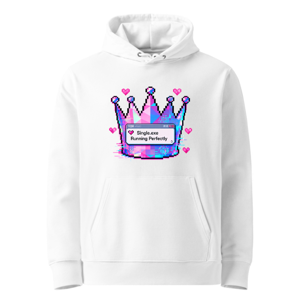 Unisex Eco Hoodie | Pixel Crown 'Single.exe Running Perfectly' Design